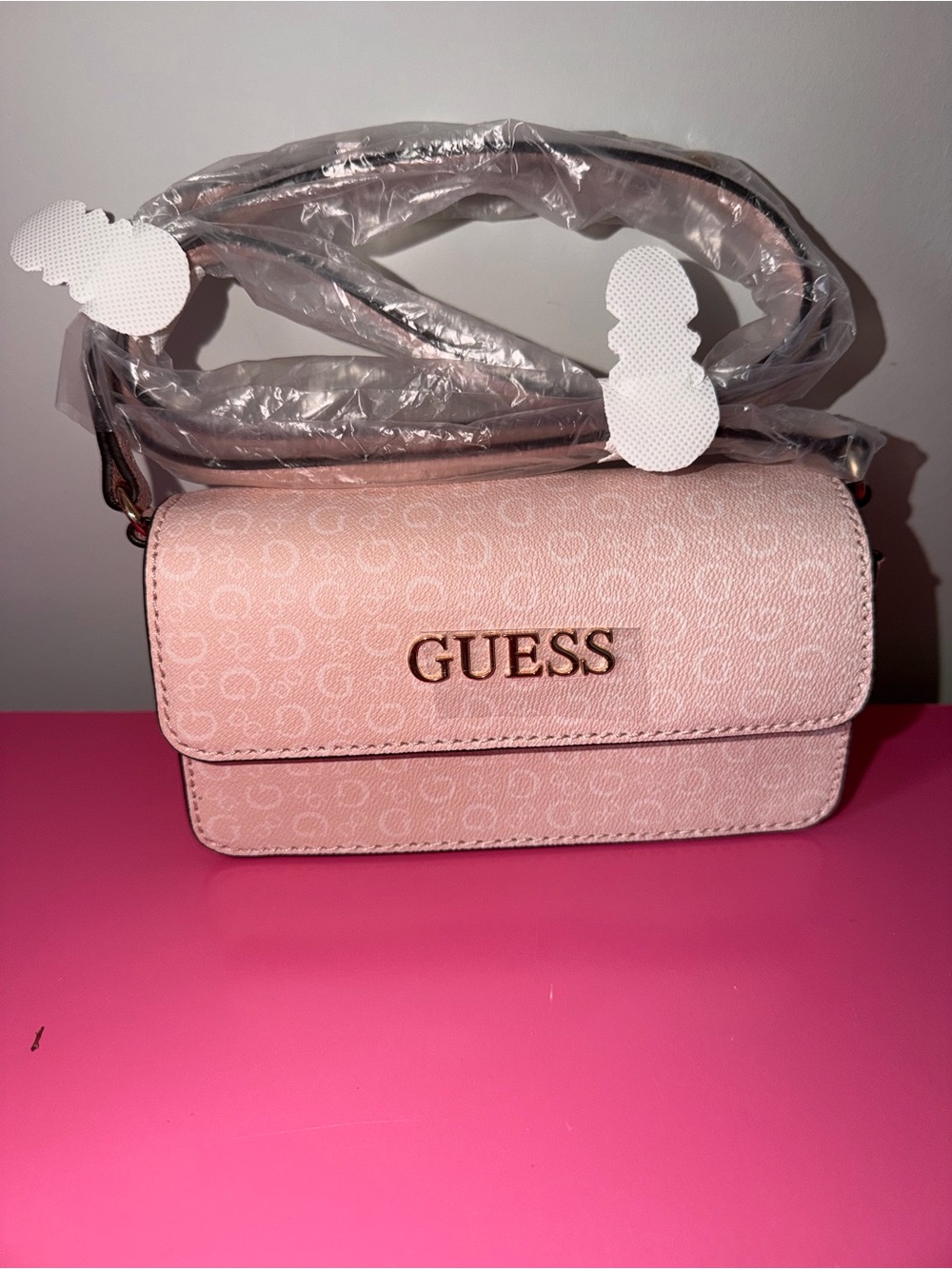 GUESS Pink Eldoria Logo Mini Crossbody